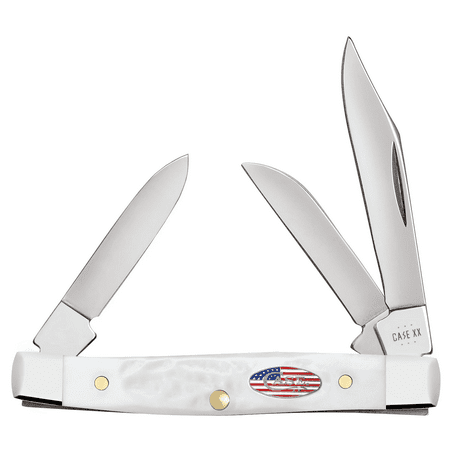 Case xx Knives Small Stockman Stars & Stripes Rough White 14106 Stainless Pocket Knife
