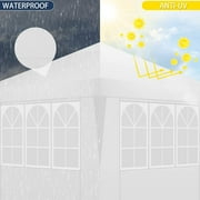 HOTEEL 10x10ft Popup Canopy Waterproof Canopy with 4 Sidewalls Outdoor Commercial Instant Shelter Beach Camping Canopy Tent for Party, White