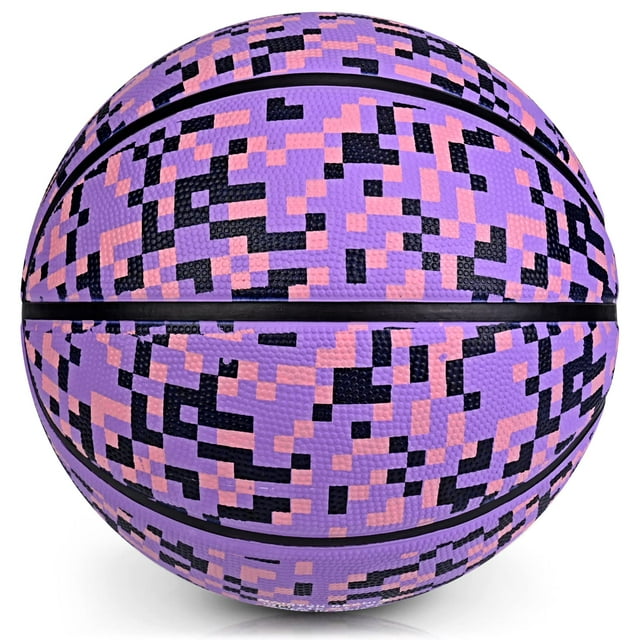 Pelota de baloncesto de goma PECOGO, tamaño 6, 72 cm, para interiores y exteriores, color morado