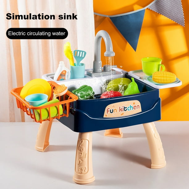 Acclamations 28 pièces/ensemble enfants Mini lave-vaisselle simulé vidange  plastique maison de jeu cuisine jouet électrique pour enfants 