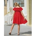 thumbnail image 4 of Aridak Girls Chiffon Dress Flutter Ruffle Short Sleeve Kids Square Neck Frocks Red 6-13Y, 4 of 7