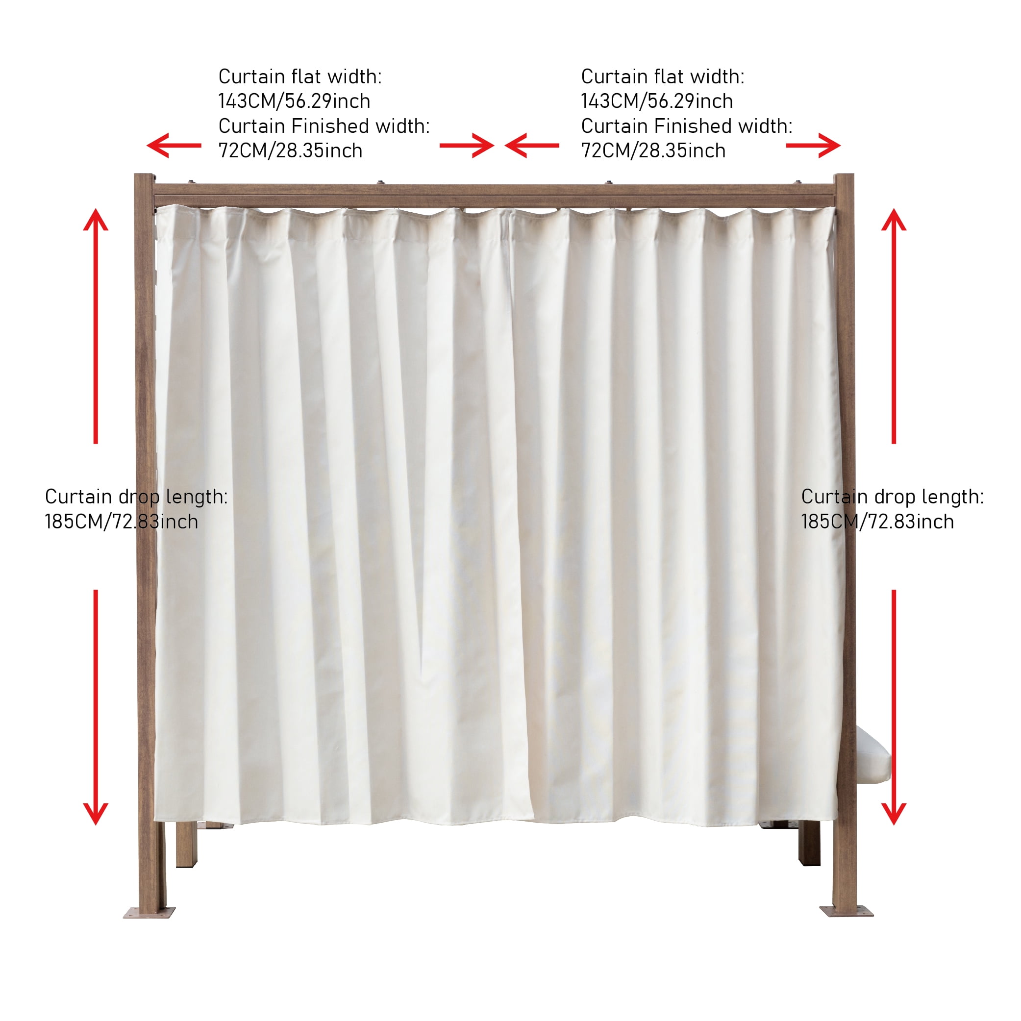 Better Homes & Gardens Marlow Pergola Outdoor Living Privacy Shade Features - 1 Retractable Pergola Shade and Curtains, Creme