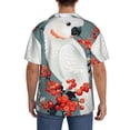 thumbnail image 3 of Fotbe Cockatoo Red Berries Camisa Estampada de Manga Corta para Hombre, Casual de Verano, Estilo Playero, Sin Arrugas-Small, 3 of 5