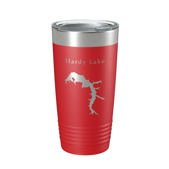 Hardy Lake Map Tumbler Travel Mug Insulated Laser Engraved Coffee Cup Indiana 20 oz Red