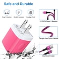 thumbnail image 6 of Compatible for iPhone Charger Fast Charging,2Port USB Wall Charger with 6FT Charging Cord,USB Brick Cube Wall Adapter Power Base Charging Station Compatible for iPhone 14 13 12 Pro Max,iPad(Pink), 6 of 7