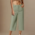 thumbnail image 2 of Lenpel Capri Pants for Women Dressy Casual High Waisted Cropped Business Work Pants Loose Office Trousers with Pockets, 2 of 5