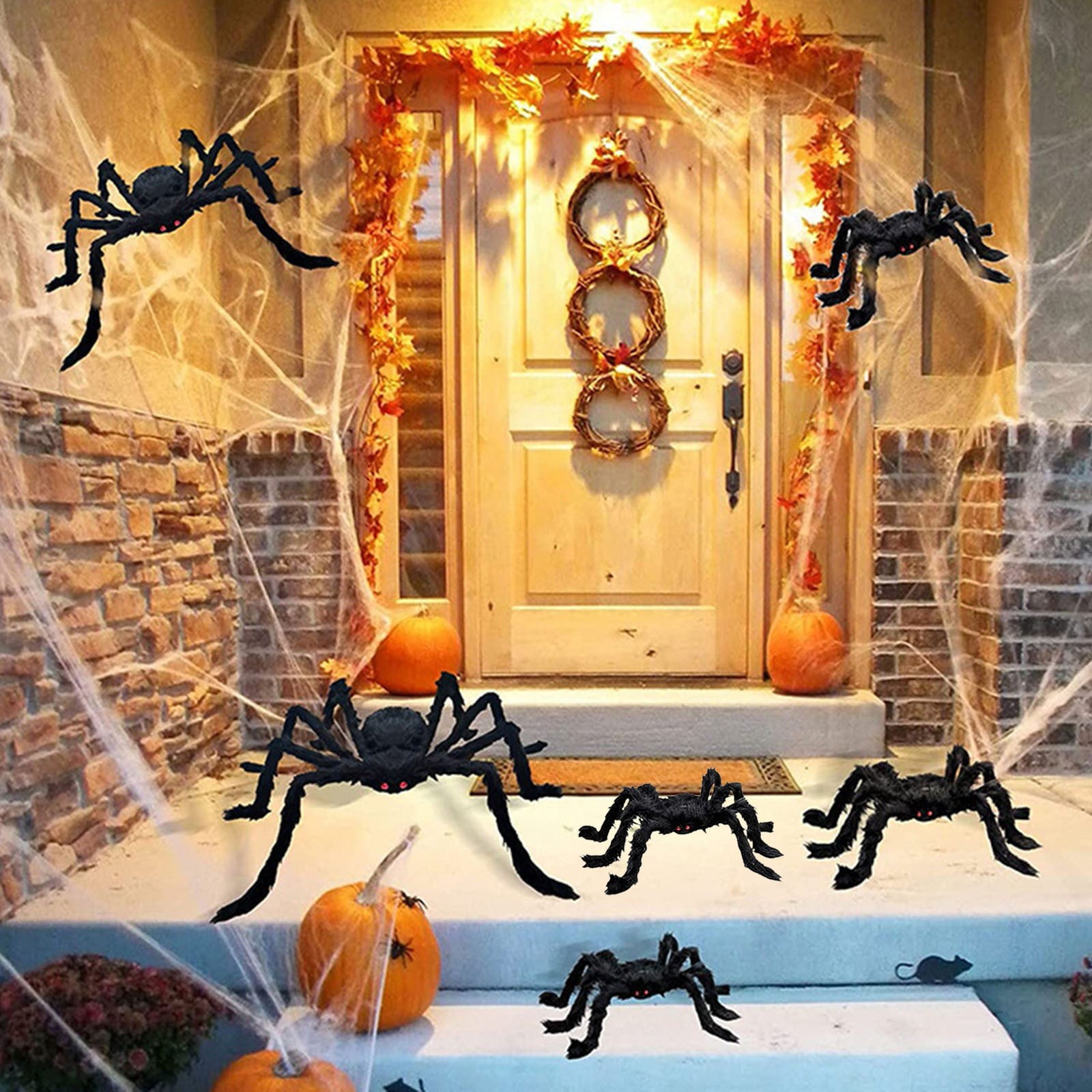 Halloween Spider Decorations (6 Pack) - Extra Large Realistic Scary Spiders for Yard, Porch & Indoor Haunted House Displays