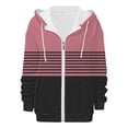 thumbnail image 4 of Women's Color Block Zip Up Hoodie, Pullover with Drawstring Hood and Front Pockets, Casual Long Sleeve Sweatshirt, Soft Lightweight Streetwear Top for All Seasons Pink M, 4 of 5