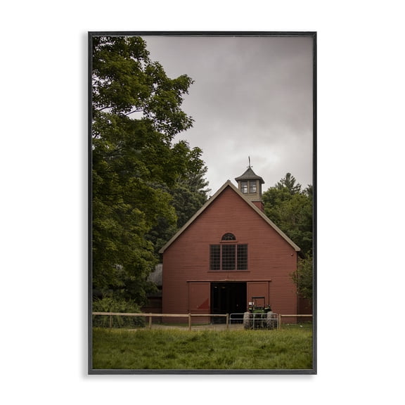 Stupell Industries Farmhouse Traditional Tractor & Farmhouse Black Framed Giclee Art, 12 x 18, by Aaron Matheson
