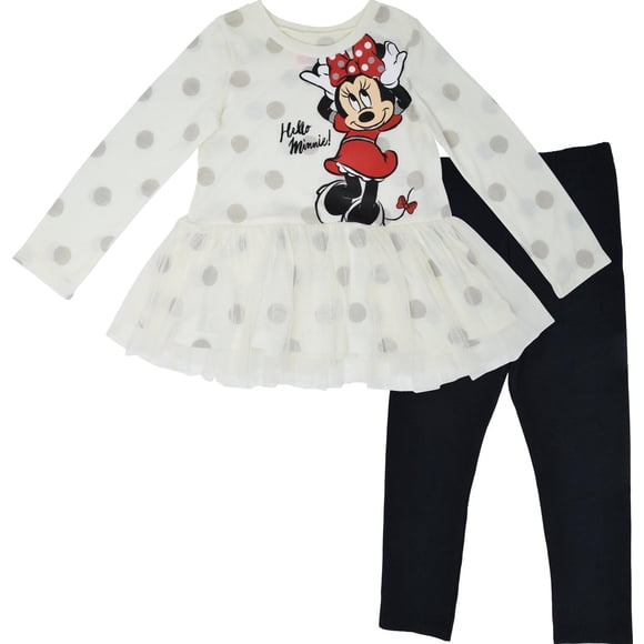Conjunto de ropa de Disney, camiseta y leggings de Minnie Mouse para niña 5T
