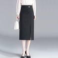 thumbnail image 1 of Falda de Traje de Tubo Recto con Abertura Falda Pantalones Profesionales Negros para Mujer Primavera y Otoño Nueva Falda de Media Longitud Cangurera Alta Falda de Cadera Falda de Trabajo, 1 of 9