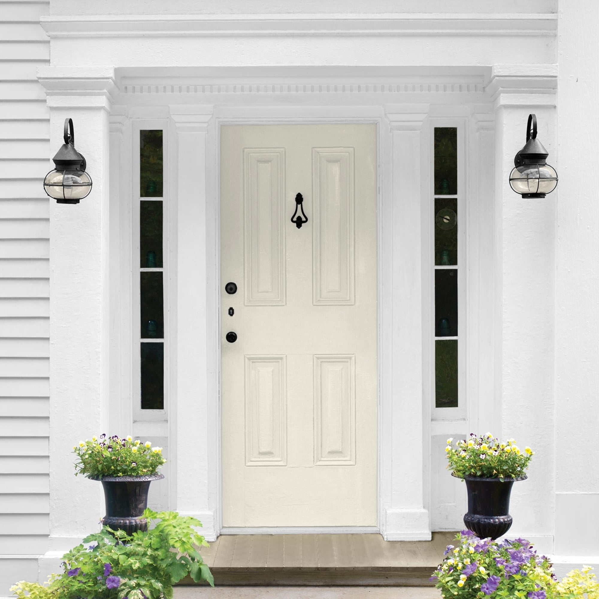 Glidden One Coat Off White / White Semi-Gloss Exterior Paint with Primer, 1 Gallon