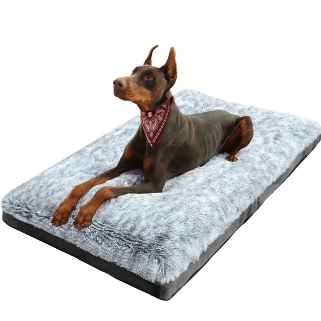 Cama para perros KISYYO Fijable Deluxe Acogedora para perros grandes de 90 x 60 x 8 cm, color gris