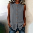 thumbnail image 2 of TGSLY Women's Linen Mandarin Collar Tank Tops Lightweight Soft Crew Neck Sleeveless Button Down Vest Relaxed Fit Dressy Casual Solid Color Shirts with Pocket XXXL, 2 of 7