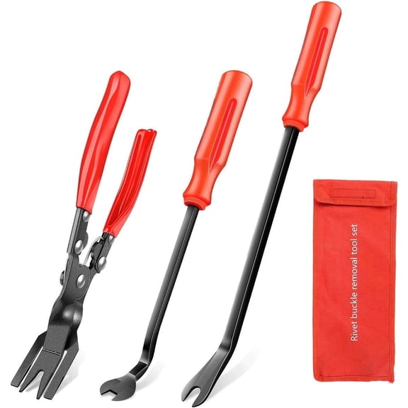 GOOACC 3Pcs Nylon Clip Pliers Set Fastener Remover - Auto Upholstery Combo Repair Kit with Storage Bag for  Car Panel Dashboard