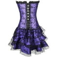 thumbnail image 4 of LEKODE Steampunk Corset Skirt Renaissance Corset Dress Gothic Overbust Corset and Skirt Set Steampunk Corset with Skirt Steampunk Dress Womens Pirate Skirt Purple S, 4 of 4