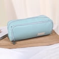 thumbnail image 6 of Large Pencil Pouch with 2 Zippered Compartments, Oxford Fabric Pencil Case with Minimalist Solid Design for Office Desk Travel Storage, 9 Inch, 6 of 7