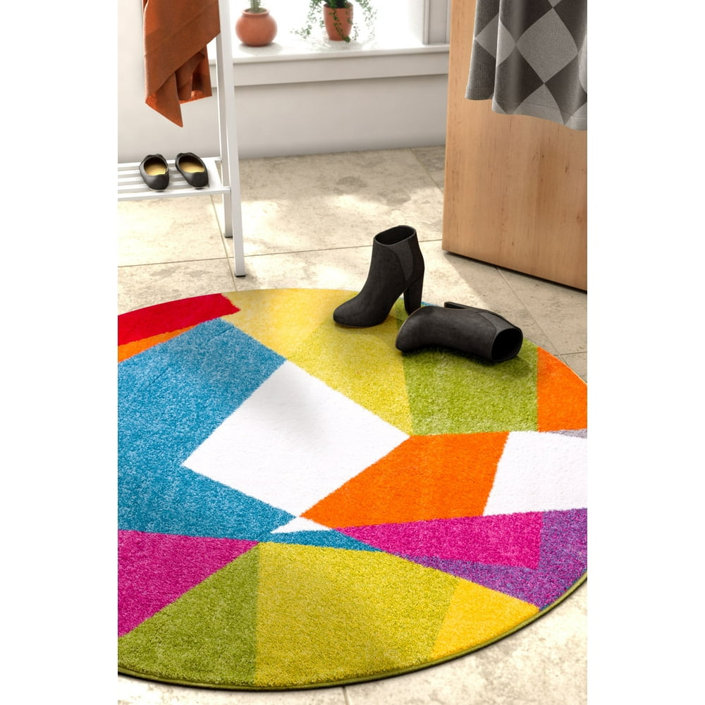 Well Woven Viva Excitement Multicolor Modern Geometric 5'3" Round Rug