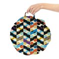 thumbnail image 2 of Abstract Round Floor Cushion with Handle, Art Themed Illustration of Continuous Patchwork Style Retro Braid Dots Circles, Decorative Pillow for Living Room & Dorms, 18" Round, Multicolor, by Ambesonne, 2 of 4