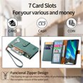 thumbnail image 4 of Feishell for Google Pixel 9 / 9 Pro Case,RFID Blocking Wallet Case for Women Men,Premium PU Leather Credit Card Holder Zipper Pocket Magnetic Buckle Flip Kickstand Phone Case with Wrist Strap, Green, 4 of 7