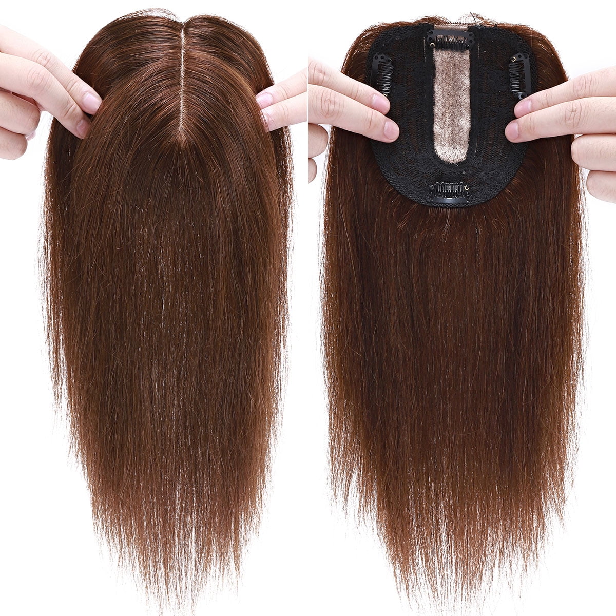 SEGO Clip in Hair Extensions Human Hair Toppers 100% Real Human Hair Topper for Thinning/Loss Hair Natural Black Hair Pieces