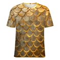 thumbnail image 5 of Mermaid Fish Scales Womens Tops Women's Fashion Casual Short Sleeve Flower Print Round Neck Pullover Top Blouse, 5 of 6