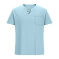 thumbnail image 3 of Men's Casual Henley Short Sleeve V-Neck Button Decorated T-Shirt Fashion T-Shirt with Pocket, 3 of 5