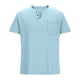 thumbnail image 3 of pstuiky camisetas de hombre, Blusas y camisas casuales de manga corta con cuello en V y botones de color liso para hombre camisas casuales para hombre xxl, 3 of 5