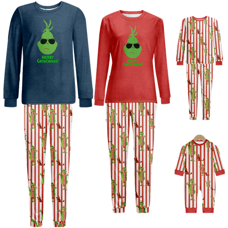 

FUNIER Family Matching Christmas Pajamas Christmas Print Sizes Baby-Kids-Adult-Pet 2 Pieces Top and Pants Bodysuits Xmas Pjs Set