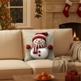 thumbnail image 6 of ‌Christmas Throw Pillow Covers‌ Embroidered Santa Claus/Reindeer/Snowman,Festive Holiday Throw Pillow Case for Sofa Living Room Decor,Farmhouse Style Christmas Cushion Cover for Winter Decor, 6 of 6