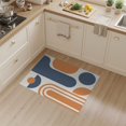 thumbnail image 2 of ODIKA 3'x5' Blue Orange Geometric Mid-Century Design Washable Throw Rug Bold Abstract Shapes with Retro Flair for Entryway, Kitchen, Mudroom, Stain Resistant, Low Profile, Non-Slip, 2 of 7