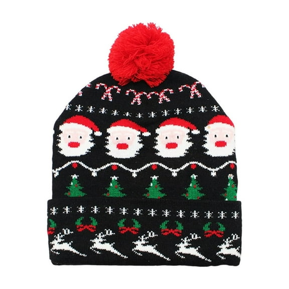 geerera Christmas LED Light-up Knitted Beanie Hat, Light Up Christmas Hat, Winter Snow Cap Christmas Party Supplies