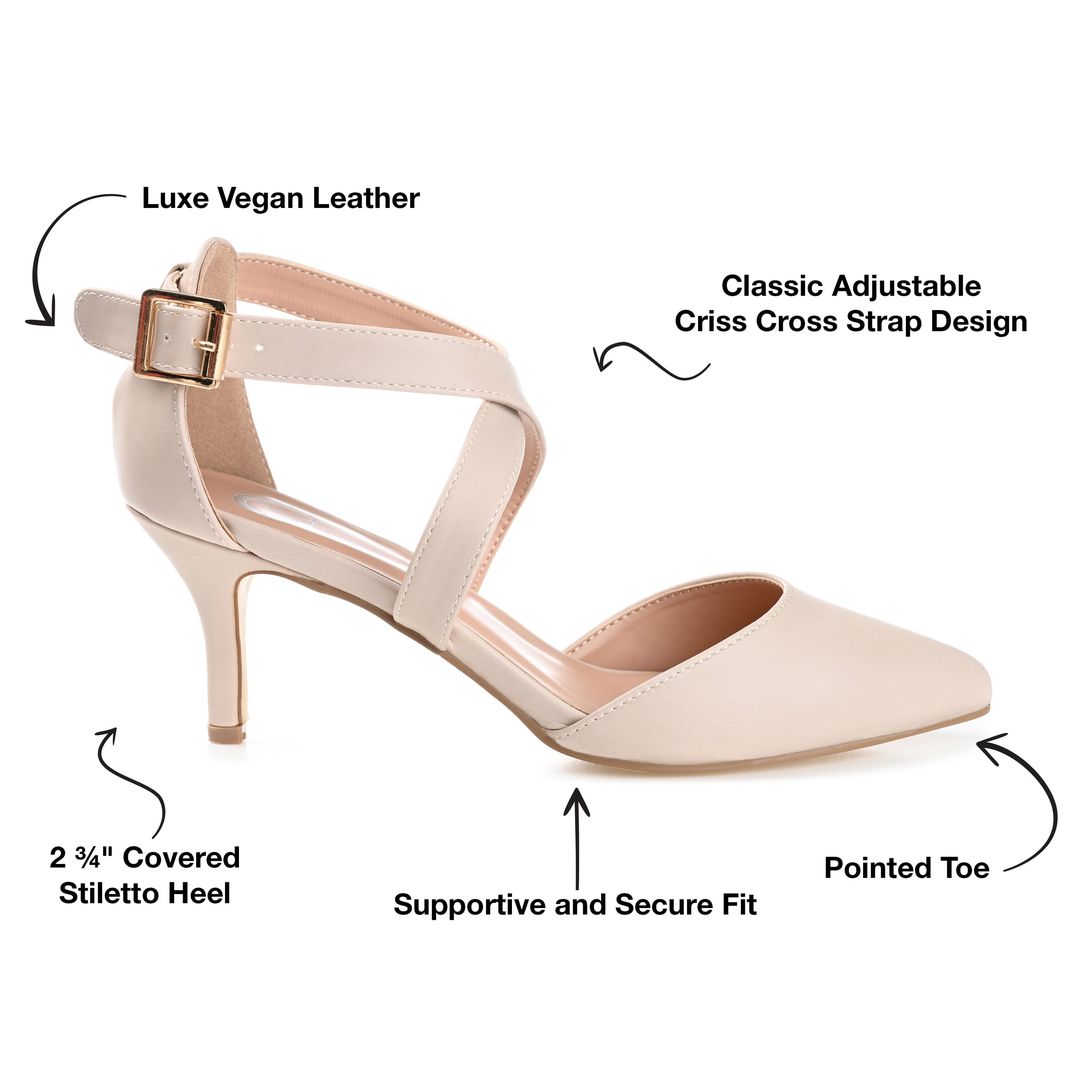 Journee Womens Riva Pointed Toe Mid Heel Pumps, Widths Available