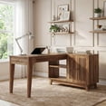 thumbnail image 2 of MAYEERTY 41" L-Shaped Corner Desk, Modern Minimalist Wooden Workstation with 2 Open Shelves & Lateral Cabinet, 2 of 6