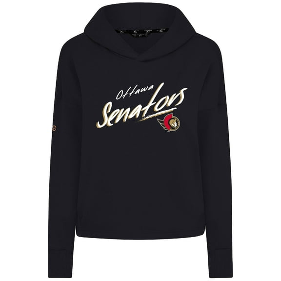 Women's Levelwear  Black Ottawa Senators Sweet Sizzle Tri-Blend Cropped Pullover Hoodie