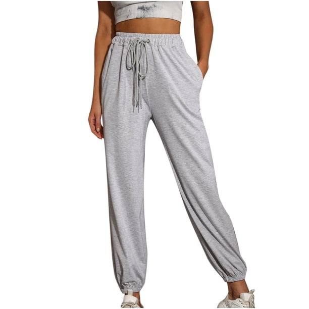 Pantalones bombachos informales con cordones y cintura alta sueltos de Color sólido para mujer a la moda Fridja hfkajh101759