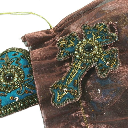 

Novica-Set of 10 Handmade Beaded Teal Joy Ornaments (India)Solid