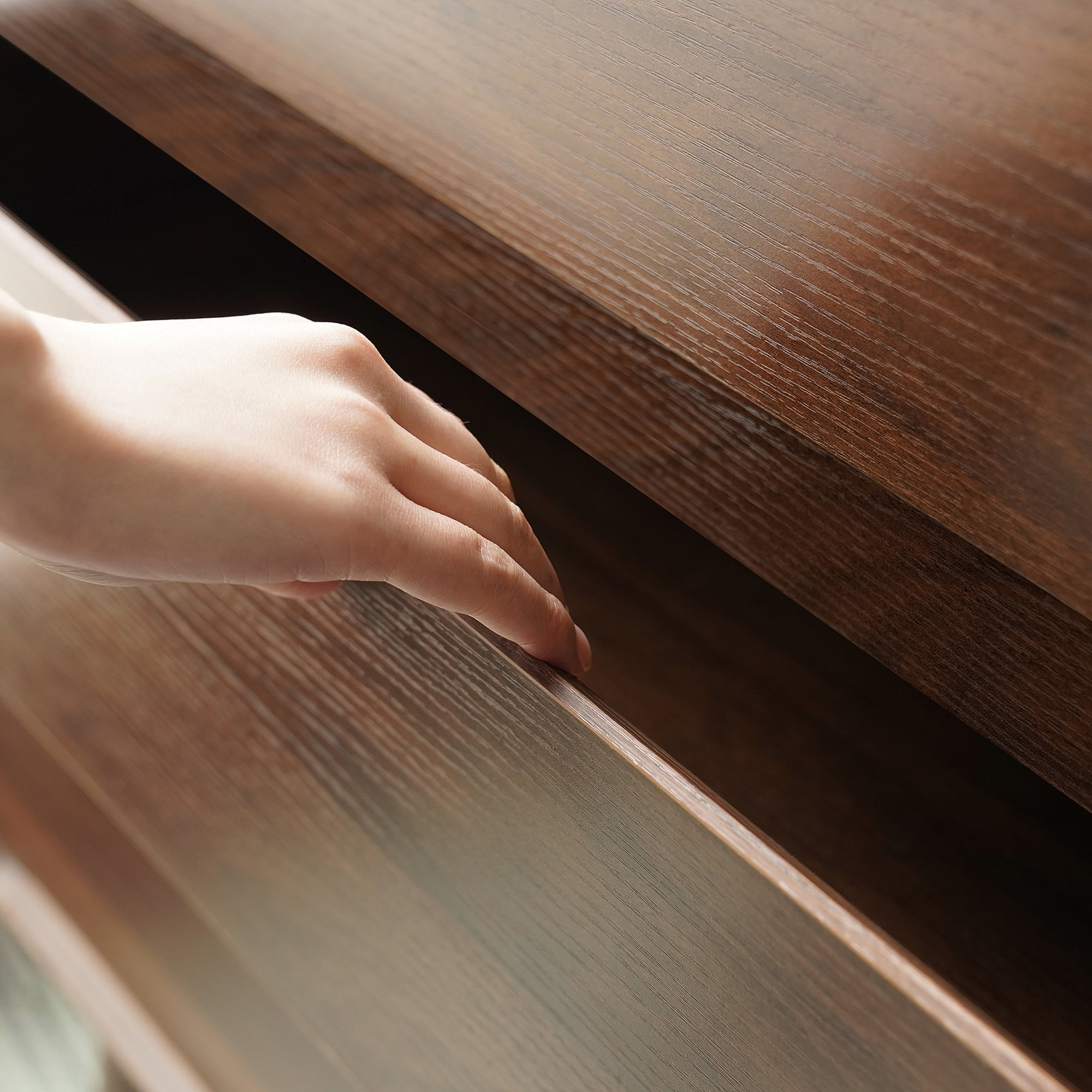 Bedroom Dresser with 6 Drawers, Tall Dresser, Wood Walnut Dresser for Bedroom, 47.2"W x 15.8"D x 30.7"H