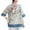 Blue, variant on YM YOUMU Women 3/4 Sleeves Chinese Ethnic Shirt Stand Up Frog Button Traditional Floral Printed Cheongsam Blouse