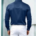 thumbnail image 6 of Jinhomg Men's Collar Button Up Shirts with Pockets Slim Fit Satin Lightweight Tops Fall Casual Outfits Solid Color Spring Everyday Navy M, 6 of 6
