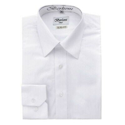 Details about   Berlioni Mens Regular Slim fit Convertible Cuff Solid Italian French Dress Shirt 