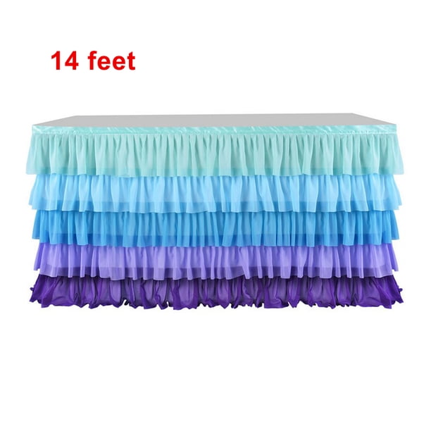 Worallymy - Falda de mesa con capas de mantel de gasa para decoración de mantel para boda, fiesta, azul morado, 14 pies Worallymy JD735801421