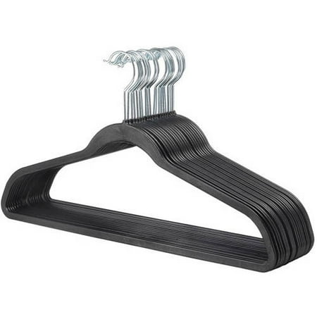 Whitmor Plastic Spacemaker Suit Hangers, Black, Set of 20