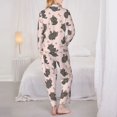 thumbnail image 3 of Pajama Sets for Women 2 Pcs, Cute Cartoon Smiling Cat Button Down Long Sleeve Sleepwear Lounge PJ Sets, 3 of 6