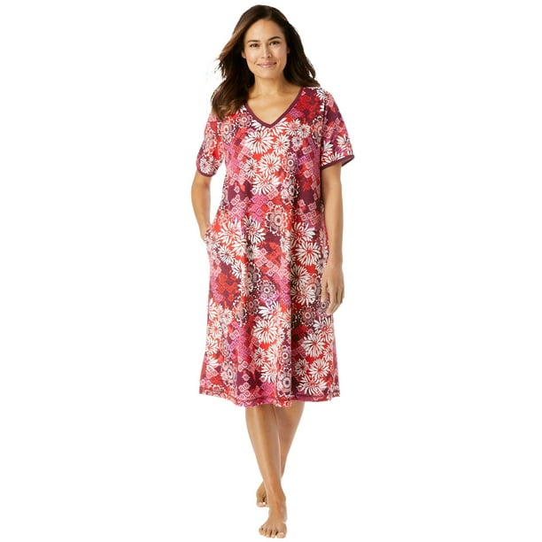 Dreams & Co. Women's Plus Size Short TShirt Dress or Nightgown Dress