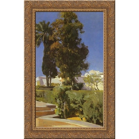 Gardens of the Alcazar (Seville) 18x24 Gold Ornate Wood Framed Canvas Art by Sorolla y Bastida, Joaquin