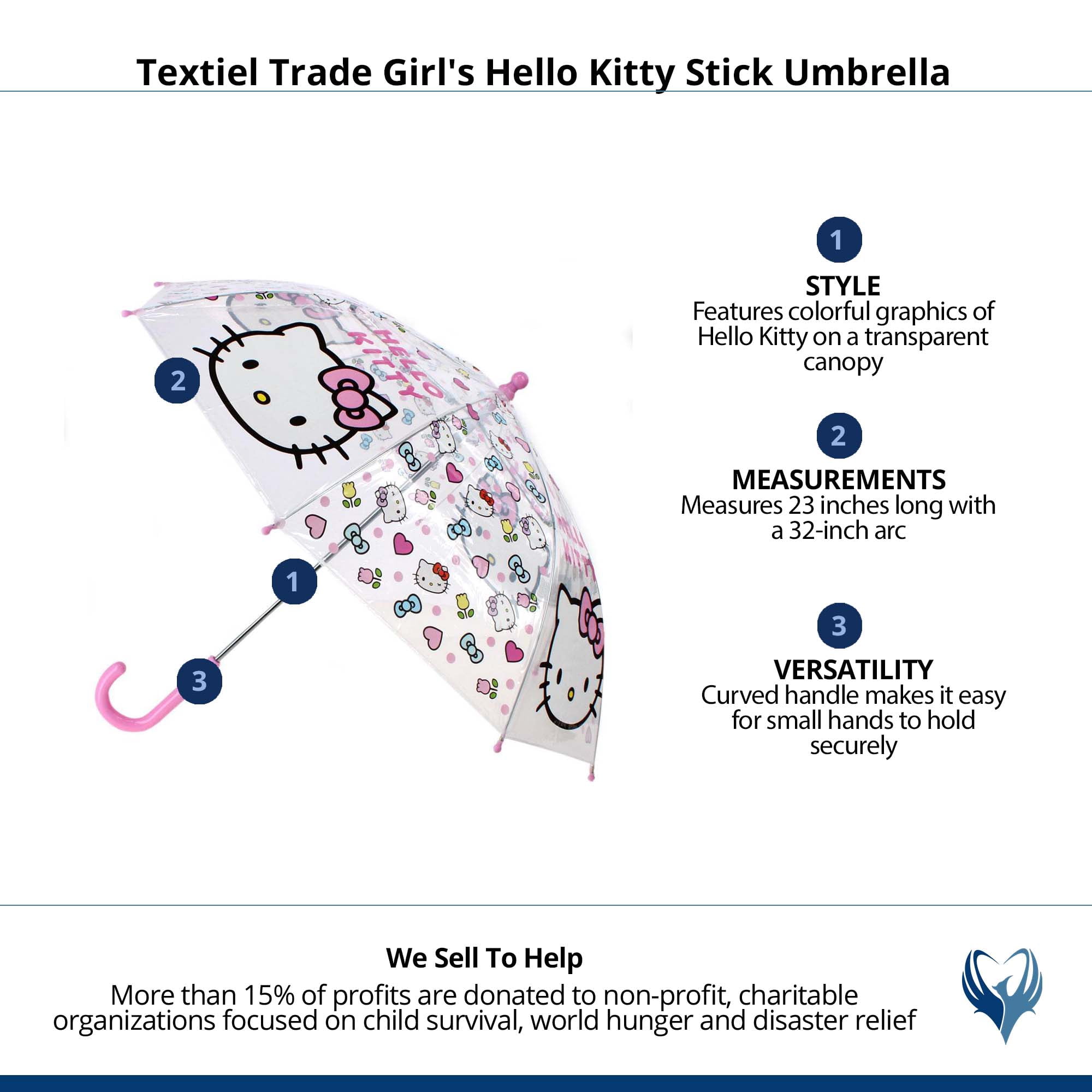 Textiel Trade Girl's Hello Kitty Stick Umbrella