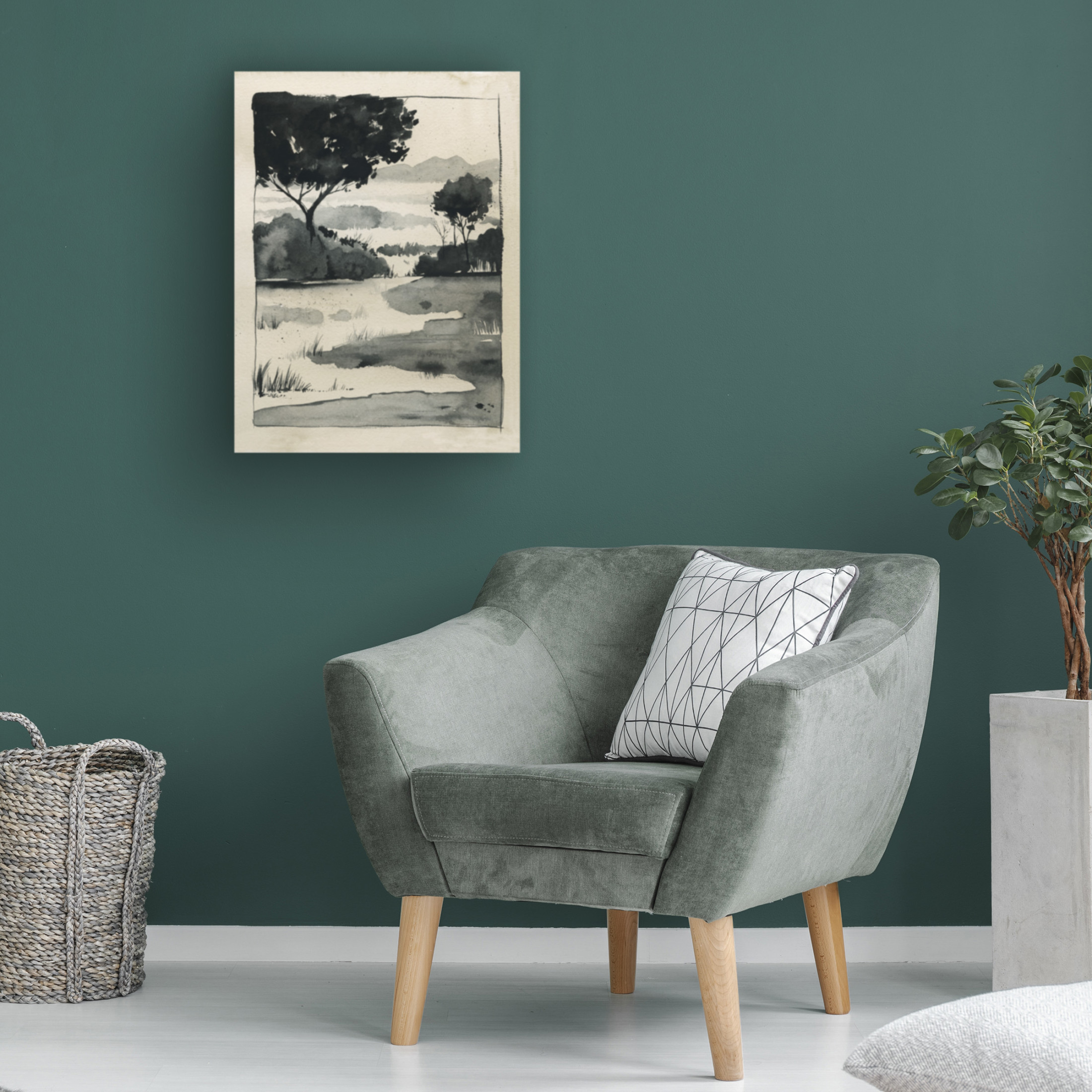Trademark Fine Art Grace Popp Watercolor Country Sketch II Canvas Wall Art