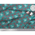 thumbnail image 2 of Soimoi Green Cotton Duck Fabric Red Heart Printed Craft Fabric by the Yard 42 Inch Wide, 2 of 3