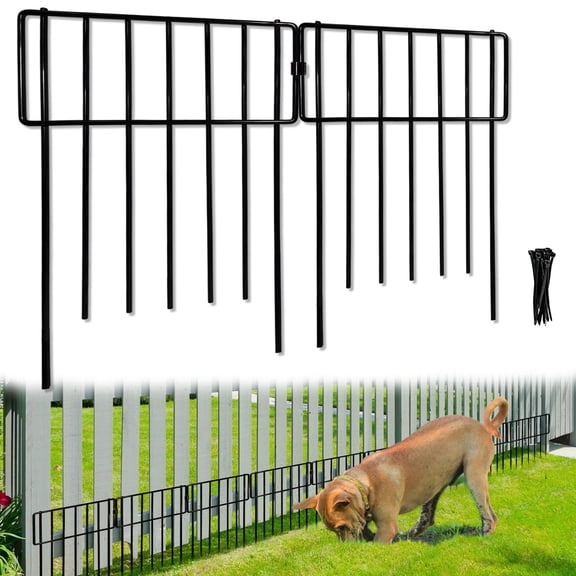 ZHANGJIA 10 Pack Animal Barrier, No Dig Decorative Fence, 17in(H) x10ft(L) Rustproof Metal Small Garden Fence Border for Dogs Rabbits, Bottom Blocker for Outdoor Yard Patio